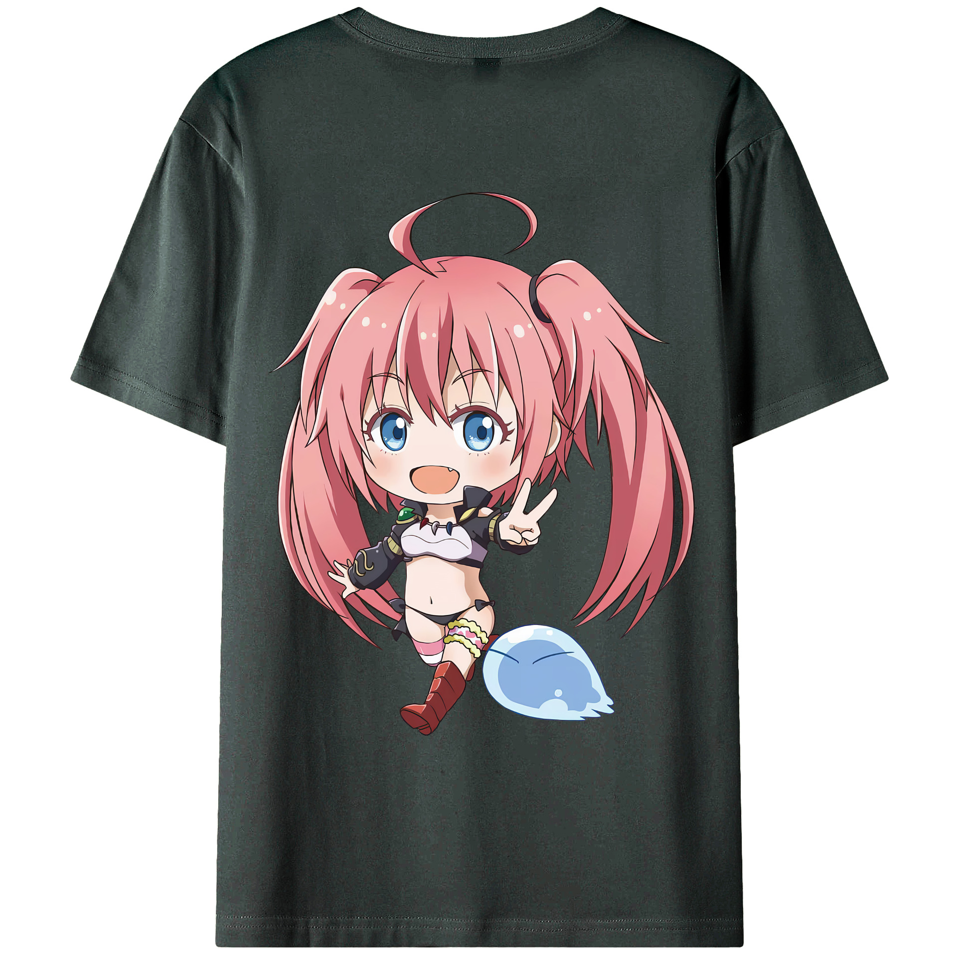 （画像用） 転スラ Regarding Reincarnated to Slime 綿100％ メンズ半袖Tシャツ（バックプリント） 通気性